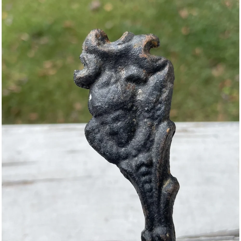 Antique Cast Iron Adjustable Tree Hooks Victorian Face Art Nouveau Set of 3